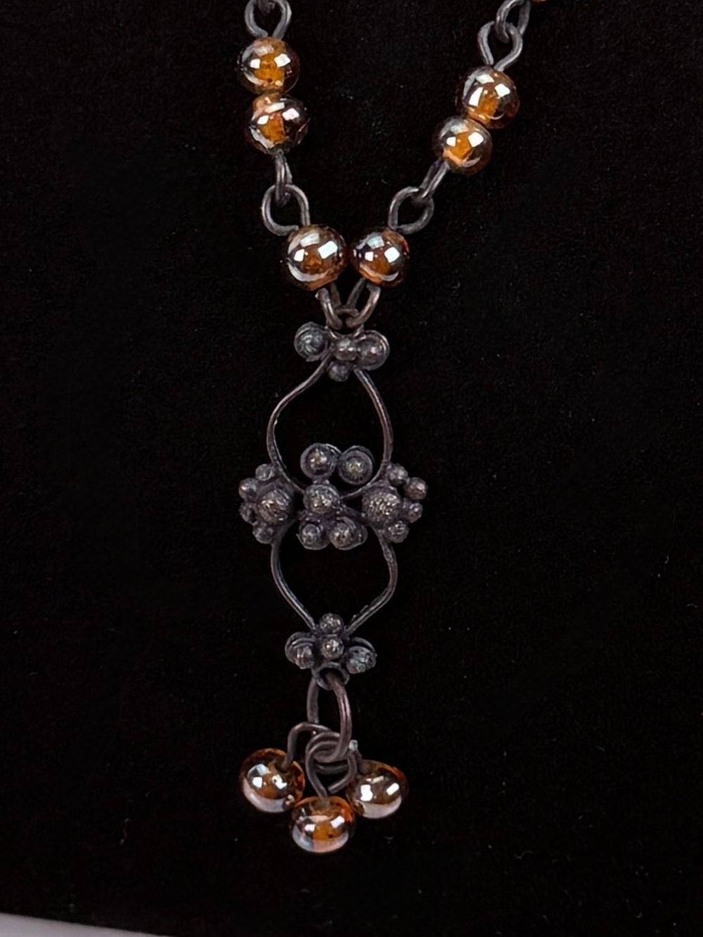 Vintage Brown and Amber tones dangle necklace